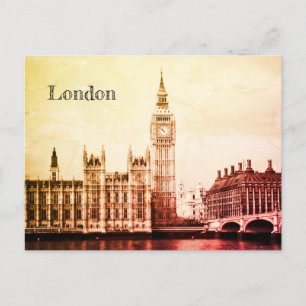 Cartão Postal Big Ben Clock & London, Westminster / vintage UK