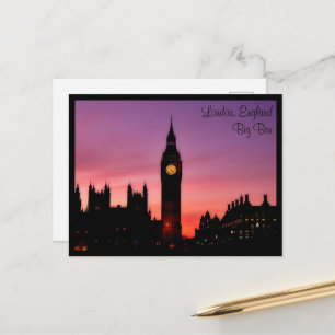 Cartão Postal Big Ben Clock Tower no Sunset London Inglaterra