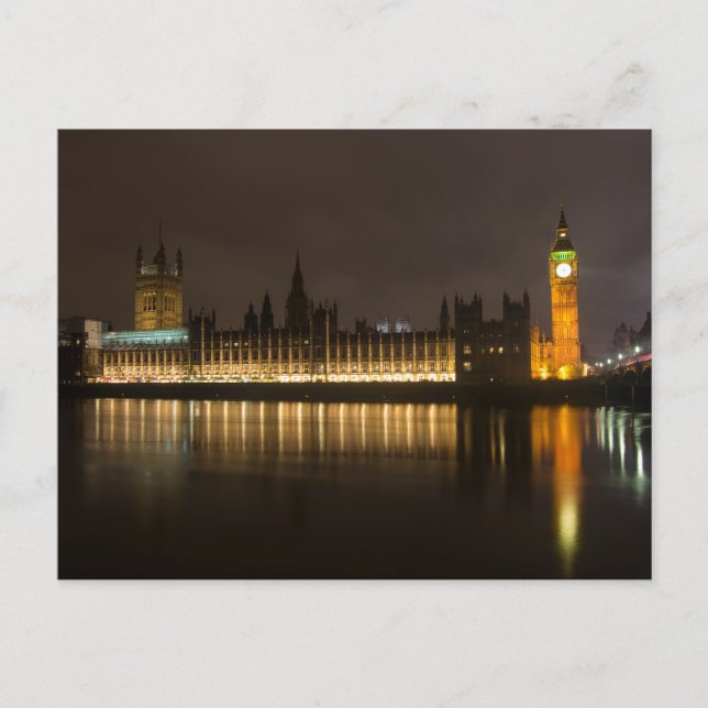 Cartão Postal Big Ben e o parlamento na noite (Frente)