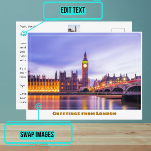 Cartão Postal Big Ben & Houses do Parlamento em Londres Inglater