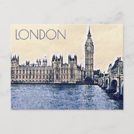 Cartão Postal Big Ben London Watercolor art