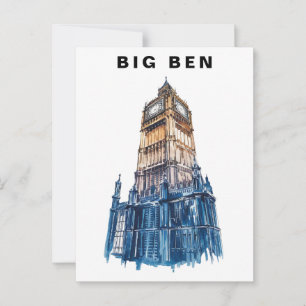 Cartão Postal Big Ben Londres Reino Unido Viagem Aquarela