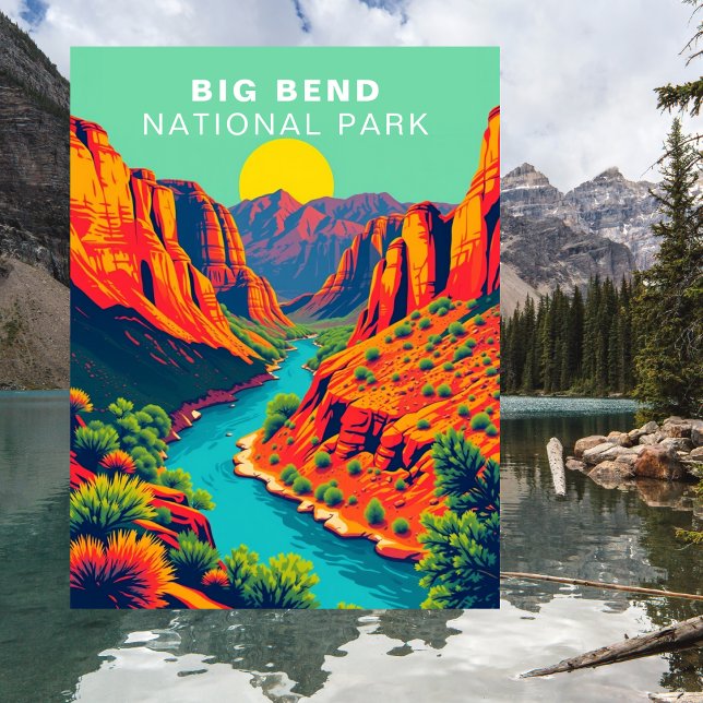 Cartão Postal Big Bend National Park Retro EUA (Big Bend National Park Retro USA Postcard
)