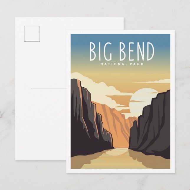 Cartão Postal Big Bend National Park Texas Travel Illustration (Frente/Verso)