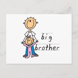 Cartão Postal Big brother com o camiseta e os presentes da irmã