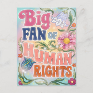 Cartão Postal Big Fan of Human Rights Retro Floral Quote 