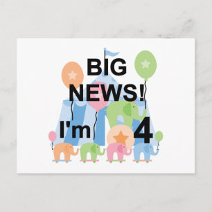 Cartão Postal Big News Circus 4th Birthday T shirts e presentes