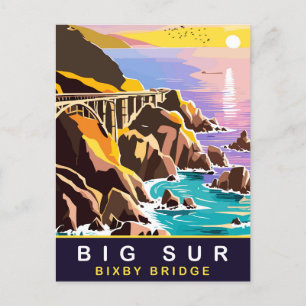 Cartão Postal Big Sur, Sunset na ponte Bixby, Viagem