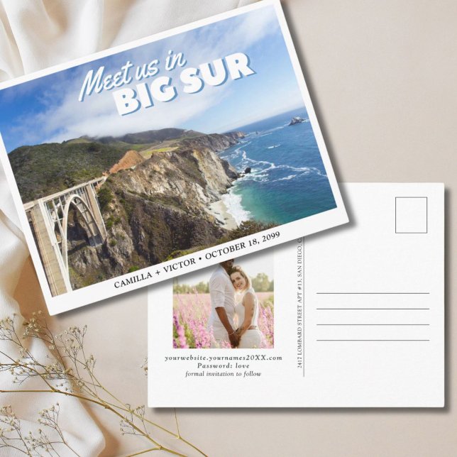 Cartão Postal Big Sur Wedding Bixby Salve o Cartão-Postal (Big Sur Wedding Bixby Save the Date Postcard
)