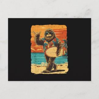 Cartão Postal Bigfoot Engraçado Aloha Havaiano Surfando Praia Tr