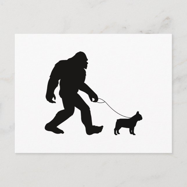 Cartão Postal Bigfoot Walking French Bulldog (Frente)