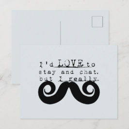 Cartão Postal Bigode Azul Cinza Preto Engraçado Humor Eu