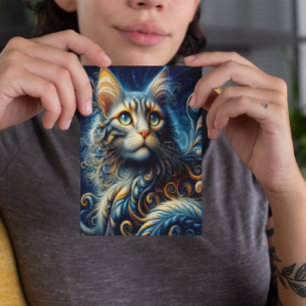 Cartão Postal Bigodes e Safira: O Olhar Azul de um Gato