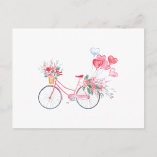 Cartão Postal Bike e Balões de Aquarela