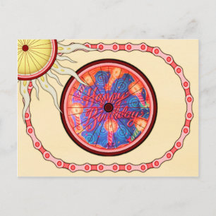 Cartão Postal Biker Cyclist Happy Birthday