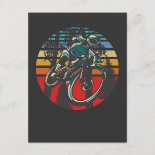 Cartão Postal Biker da Floresta Exterior da Montanha BMX Retro