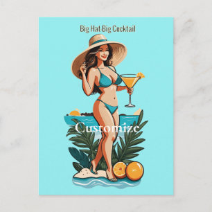 Cartão Postal Bikini Babe Big Hat - Grande Coquetel Thunder_Cove
