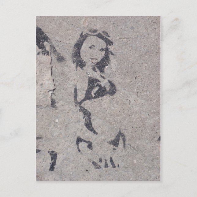 Cartão Postal Bikini Girl Street Art (Frente)