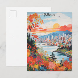Cartão Postal Bilbao Espanha Viagem Cidade Pintura Estética