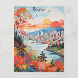 Cartão Postal Bilbao Espanha Viagem Cidade Pintura Estética