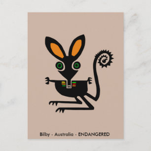 Cartão Postal BILBY Gira - Animais ameaçados - marsupiais -