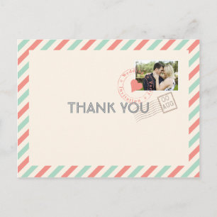 Cartão Postal Bilhete de agradecimento de casamento de correio a