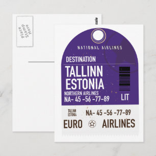 Cartão Postal Bilhete de viagem Tallinn Estônia