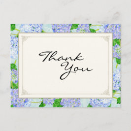 Cartão Postal Bilhetes de Agradecimento Blue Hydrangea Lace Flor