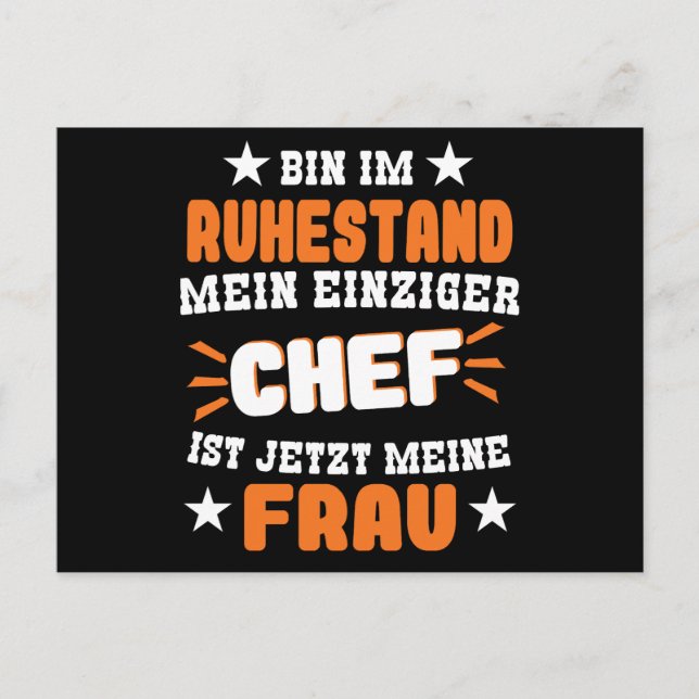 Cartão Postal Bin Im Ruhestand Mein Einziger Chef Ist Meine Frau (Frente)
