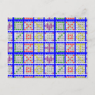 Cartão Postal Bingo Game Padrões Large Grid