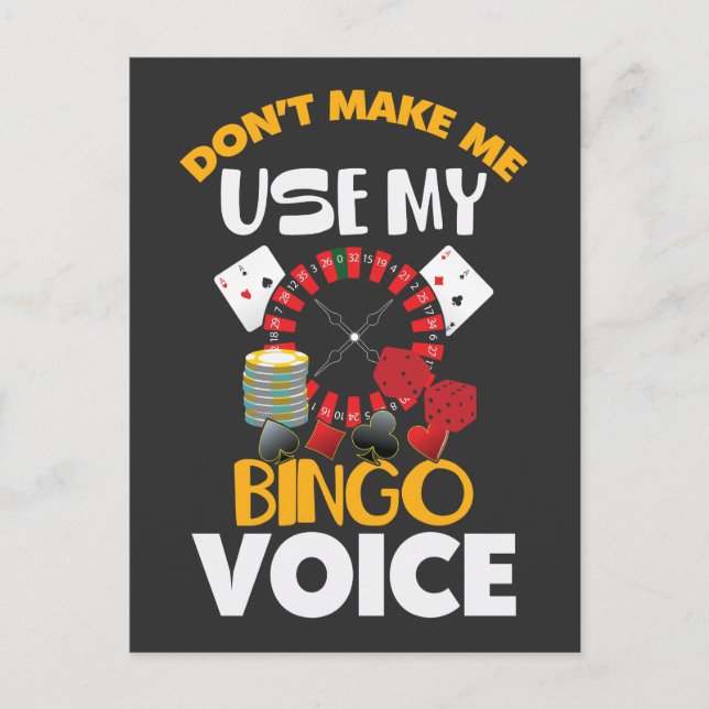 Cartão Postal Bingo Voice Funny Casino Gambler Bingo Player (Frente)