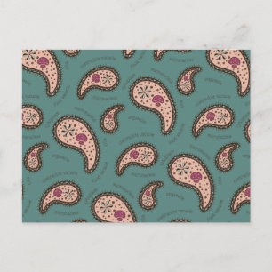 Cartão Postal Biologia Ciência Paramecia Paisley Verde Água