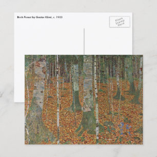 Cartão Postal Birch Forest por Gustav Klimt, Vintage Art Nouveau