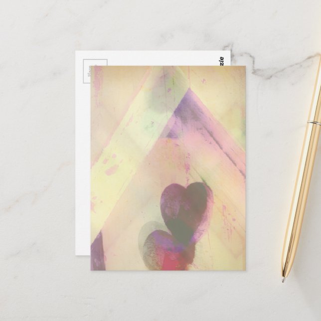 Cartão Postal Bird House Heart Abstract (Frente/Verso In Situ)