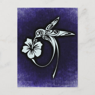 Cartão Postal Bird Motif em Azul