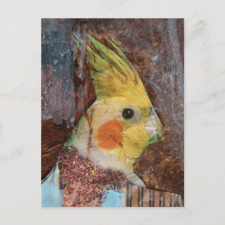 Cartão Postal Birdie Mixed Media