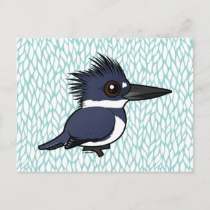 Cartão Postal Birdorable Belted Kingfisher (macho)