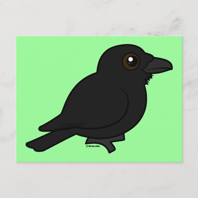 Cartão Postal Birdorable Common Raven (Frente)
