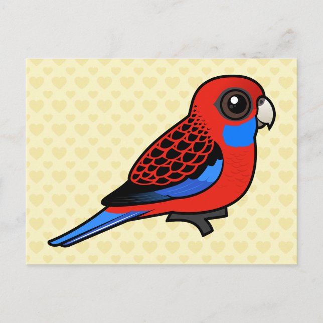 Cartão Postal Birdorable Crimson Rosella (Frente)