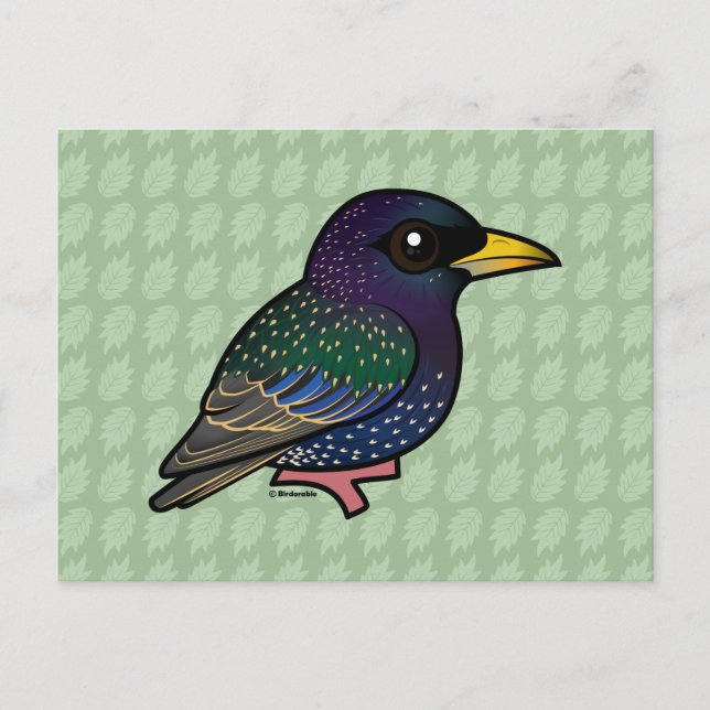 Cartão Postal Birdorable European Starling (Frente)