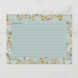 Cartão Postal Birds and Bees Floral Bridal Shower Recipe Card