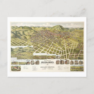 Cartão Postal Bird's-Eye View of Helena, Montana, em 1890
