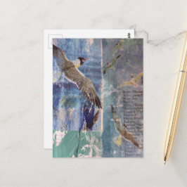 Cartão Postal Birds mixed media collage