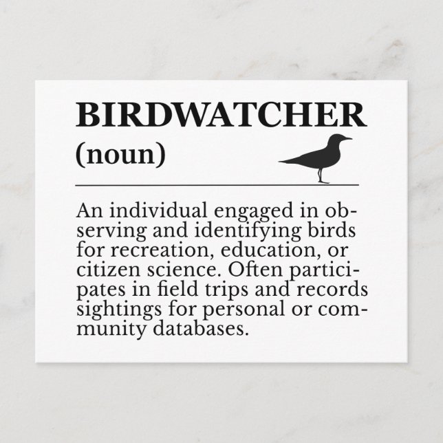 Cartão Postal Birdwatcher Definition Observation Identification (Frente)