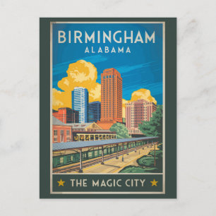 Cartão Postal Birmingham Alabama Viagens Arte Vintage