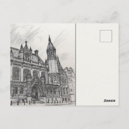 Cartão Postal Birmingham City Map Postcard Charcoal Urban Sketch