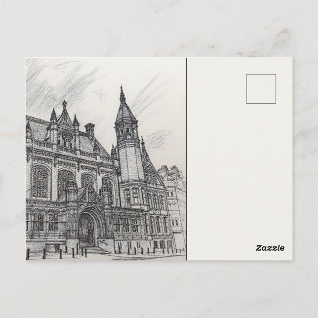 Cartão Postal Birmingham City Map Postcard Charcoal Urban Sketch (Verso)