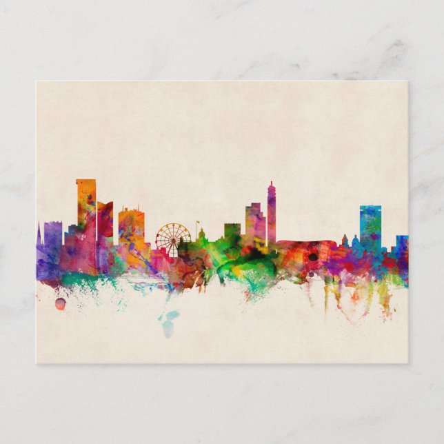Cartão Postal Birmingham England Skyline Cityscape (Frente)