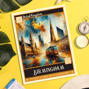 Cartão Postal Birmingham, Reino Unido Vintage Painting