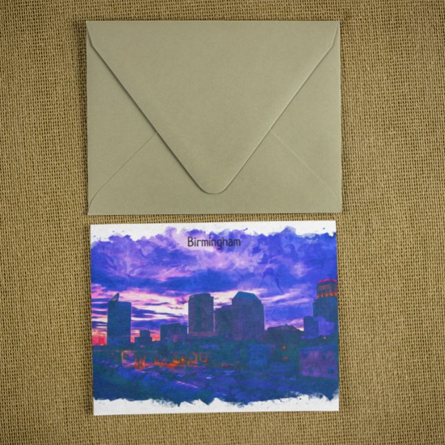 Cartão Postal Birmingham UK watercolor View (Birmingham UK watercolor travel postcard)